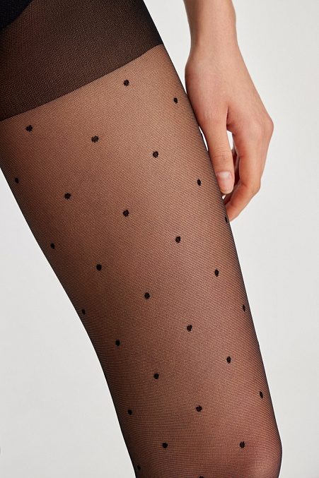 Колготки в мелкий горох (черный)