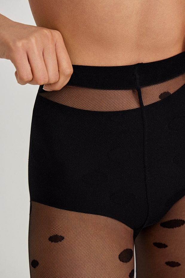 Колготки в крупный горох (черный)