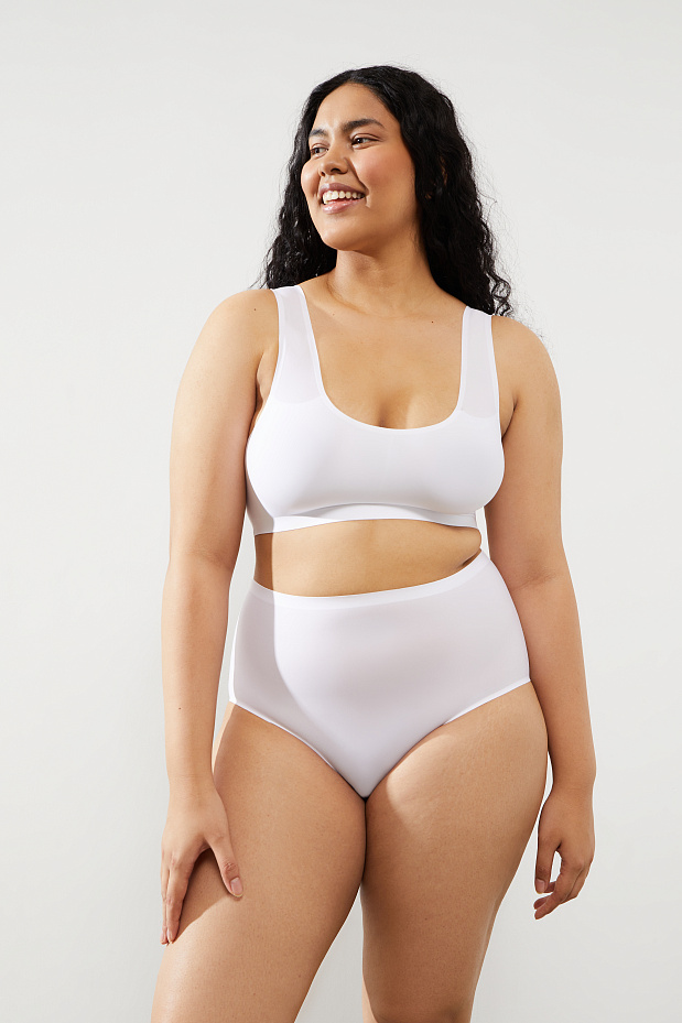 Трусы-кюлот с высокой посадкой с лазерным кроем Invisible (белый)