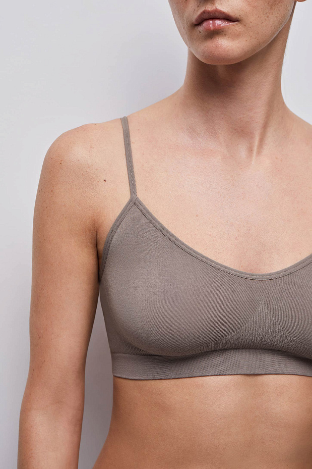 Топ на тонких бретелях Бамбук (серо-бежевый)