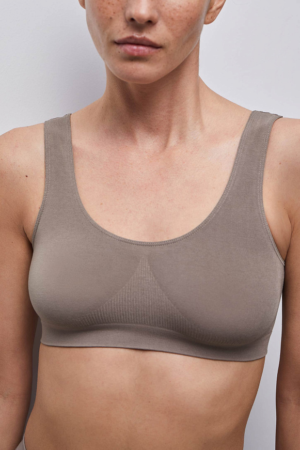 Топ на широких бретелях Бамбук (серо-бежевый)