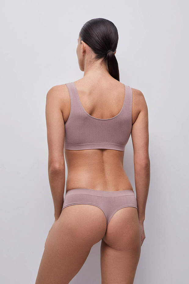 Трусы стринги с низкой посадкой Бамбук (холодный мокко)