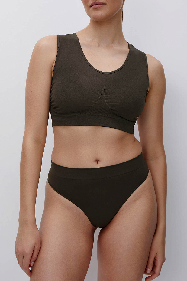 Трусы-стринги с высокой посадкой до 4XL (горячий шоколад)