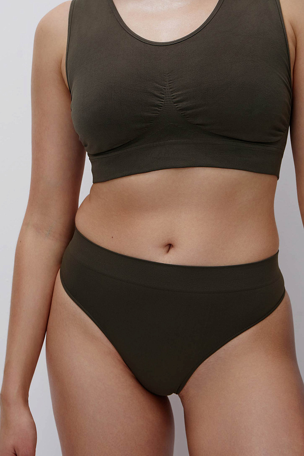 Трусы-стринги с высокой посадкой до 4XL (горячий шоколад)