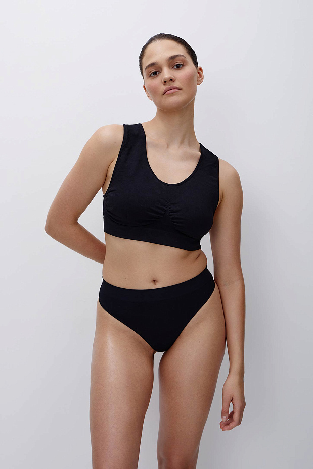 Трусы-стринги с высокой посадкой до 4XL (черный)