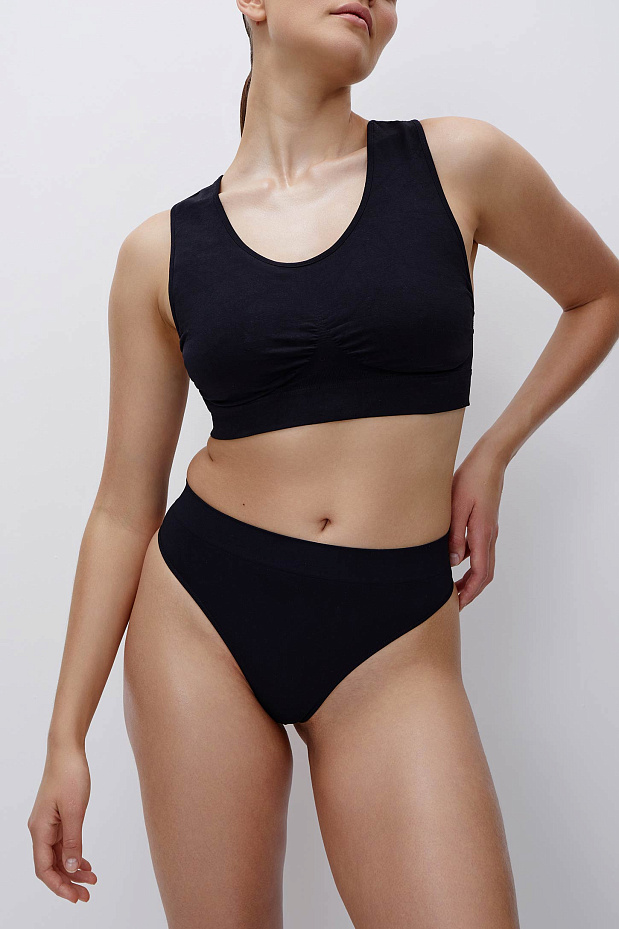 Трусы-стринги с высокой посадкой до 4XL (черный)