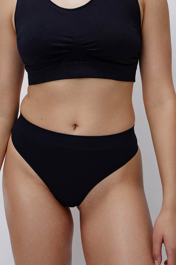 Трусы-стринги с высокой посадкой до 4XL (черный)