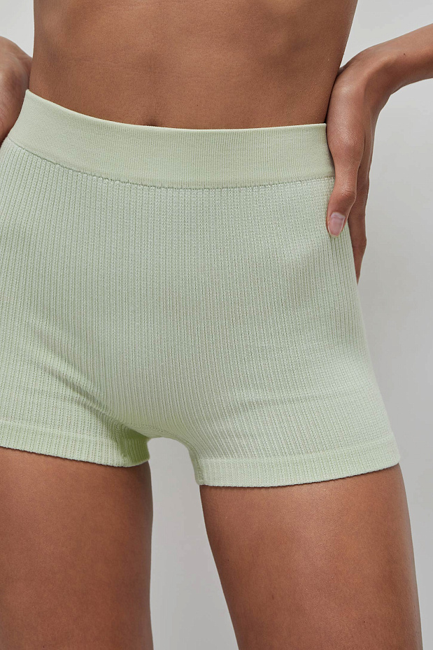 Шорты с высокой посадкой в рубчик (фисташковый сорбет )
