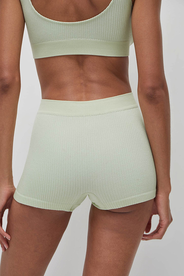 Шорты с высокой посадкой в рубчик (фисташковый сорбет )