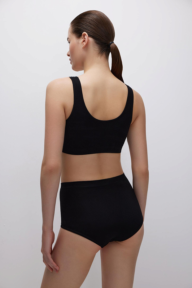 Трусы-кюлот с высокой посадкой Бамбук (черный)