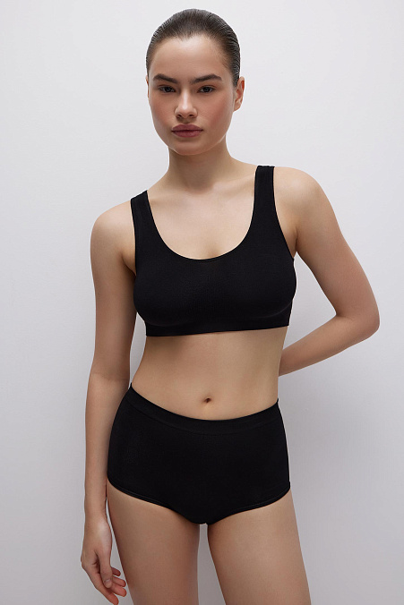 Трусы-кюлот с высокой посадкой Бамбук (черный)