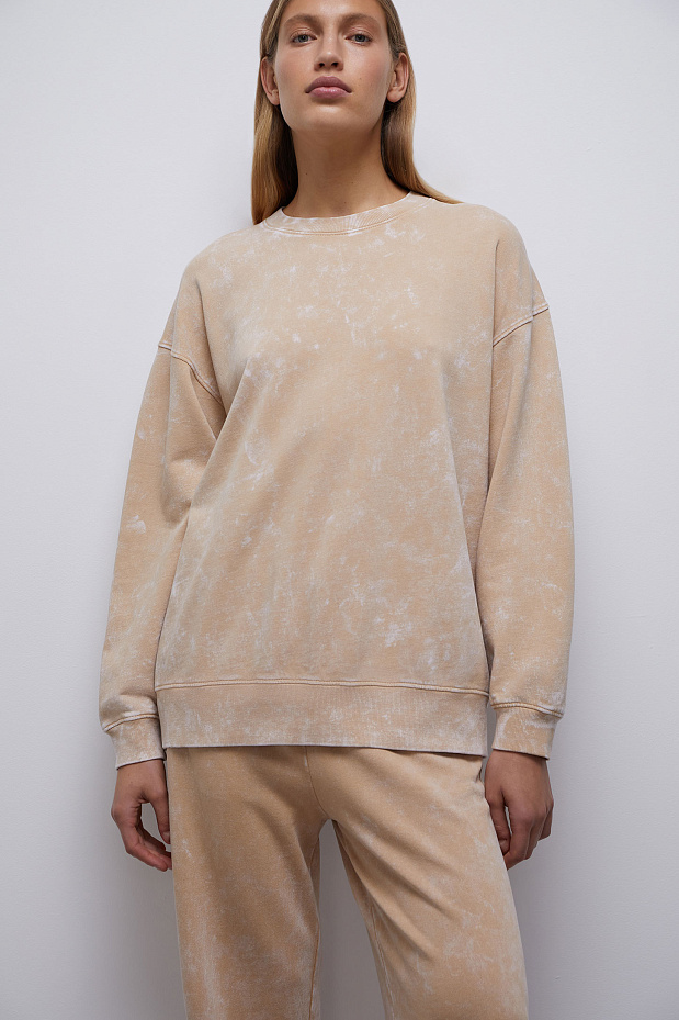 Толстовка с эффектом stonewashed (бежевый)