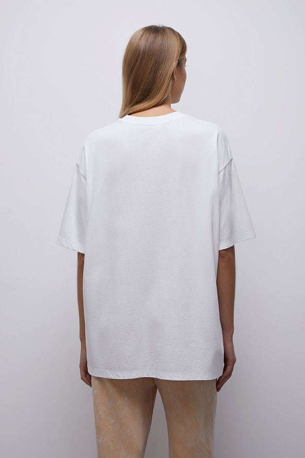Футболка оверсайз с эффектом stonewashed (молочный)