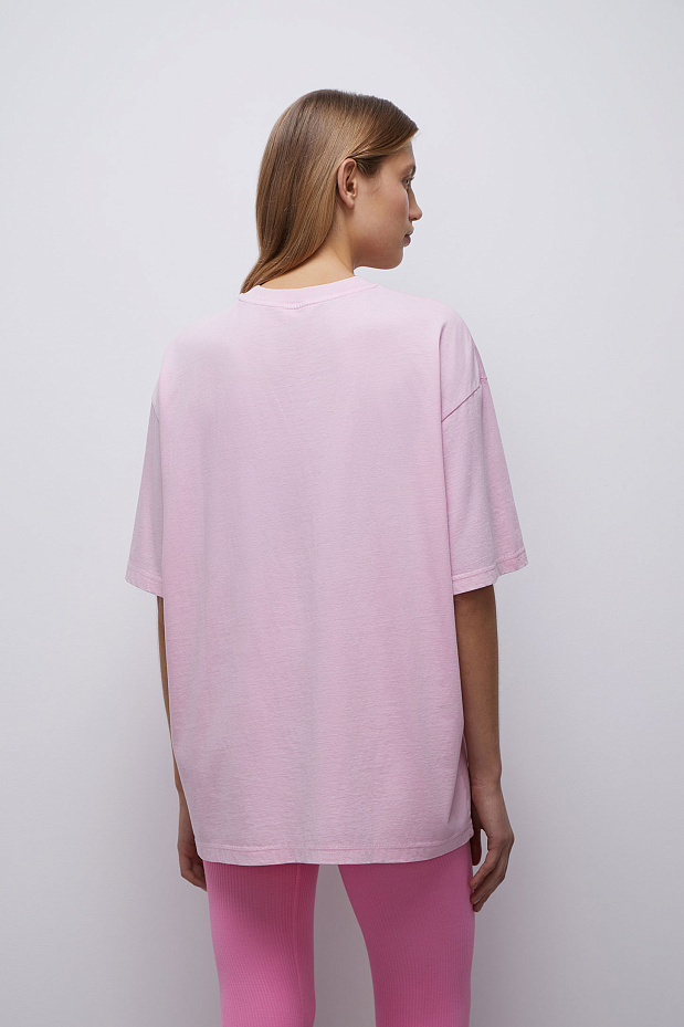 Футболка оверсайз с эффектом stonewashed (ярко-розовый)