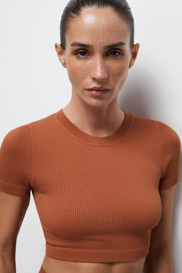 Кроп-топ из бамбукового трикотажа (терракотовый)