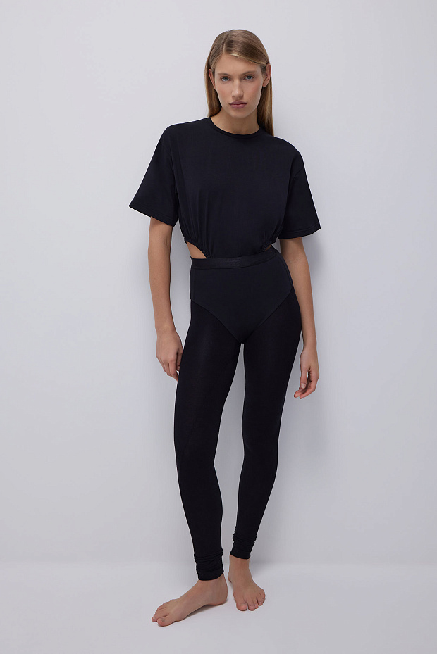 Боди с вырезами из хлопка (черный)