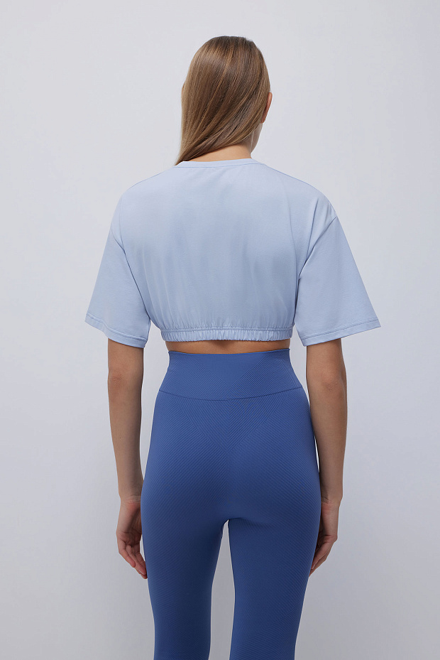 Укороченная футболка из хлопка (голубой)