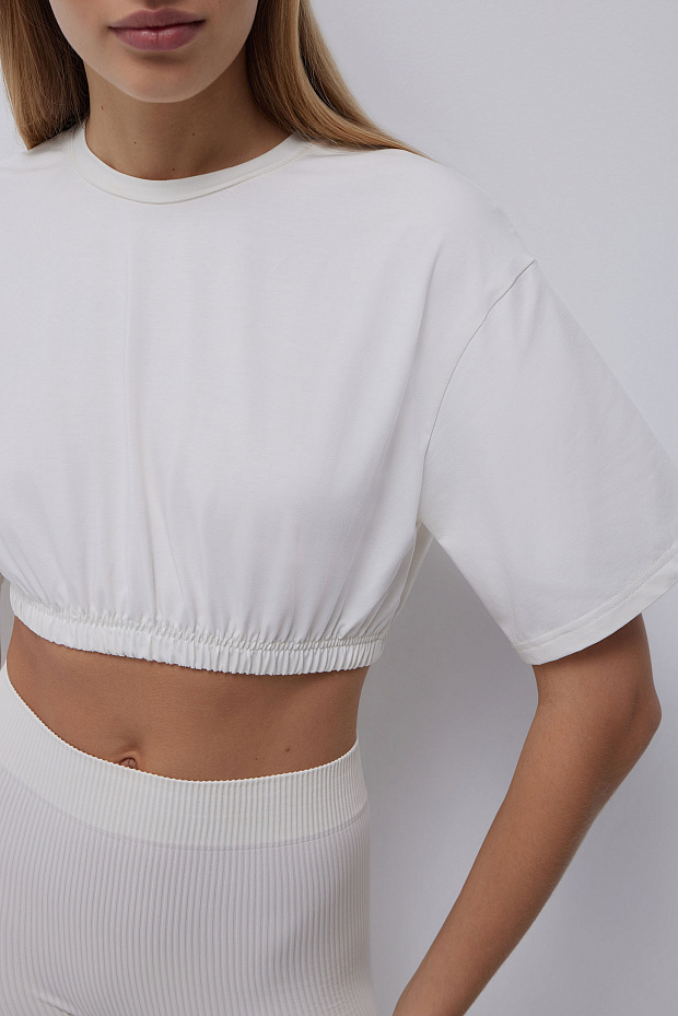 Укороченная футболка из хлопка (пломбир)