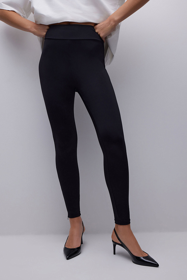 Легинсы из бифлекса с молниями (черный)