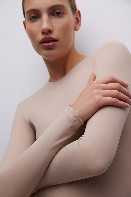 Боди с длинным рукавом (бежевый)