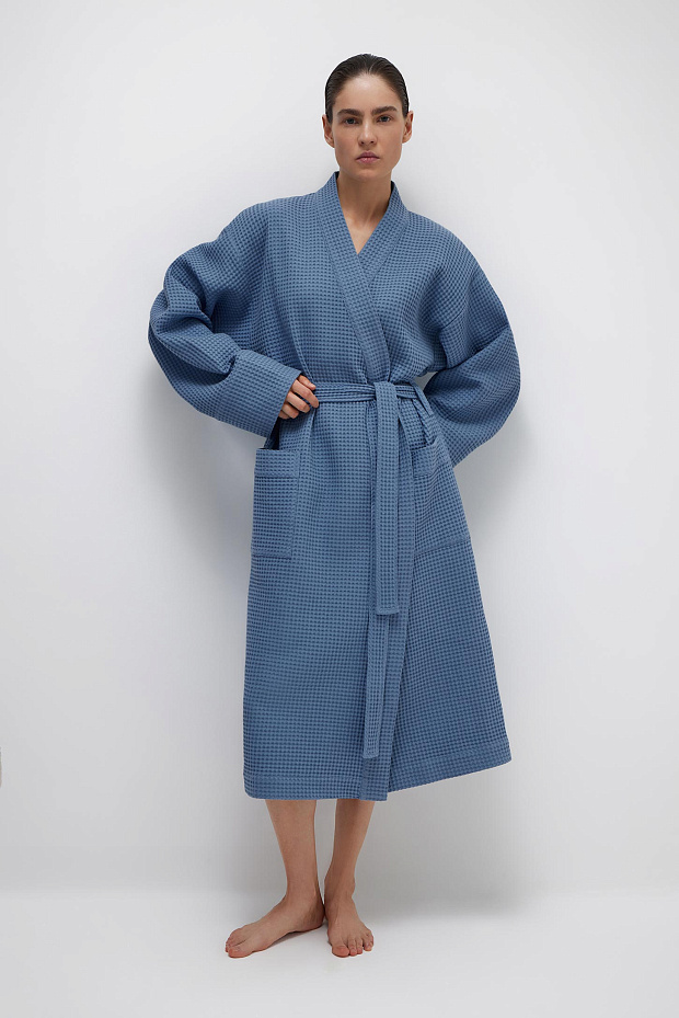 Халат вафельный (голубой)
