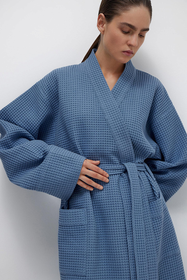 Халат вафельный (голубой)