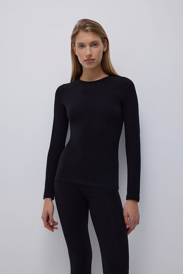 Лонгслив из фактурного полотна (черный)