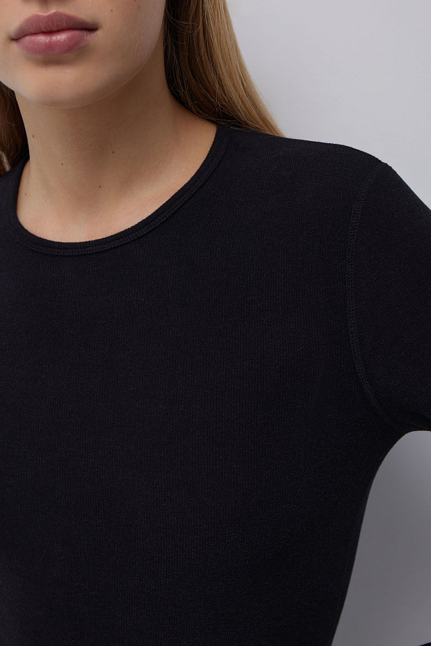 Лонгслив из фактурного полотна (черный)