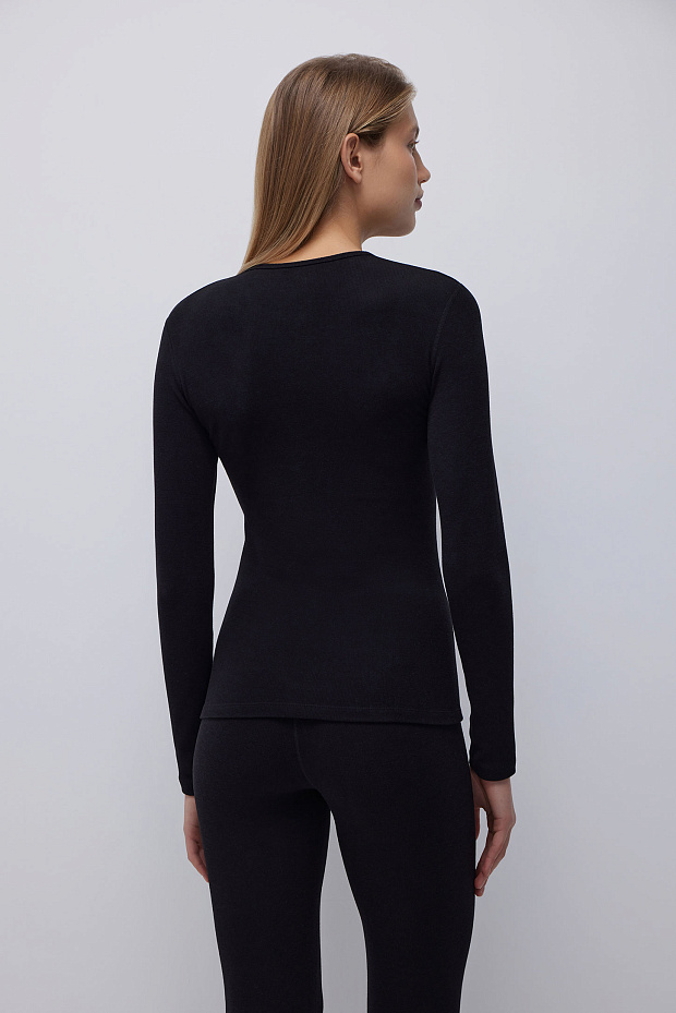 Лонгслив из фактурного полотна (черный)