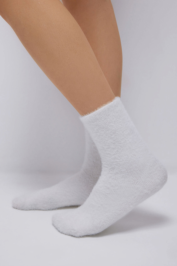 Носки классической длины с длинным ворсом (молочный)