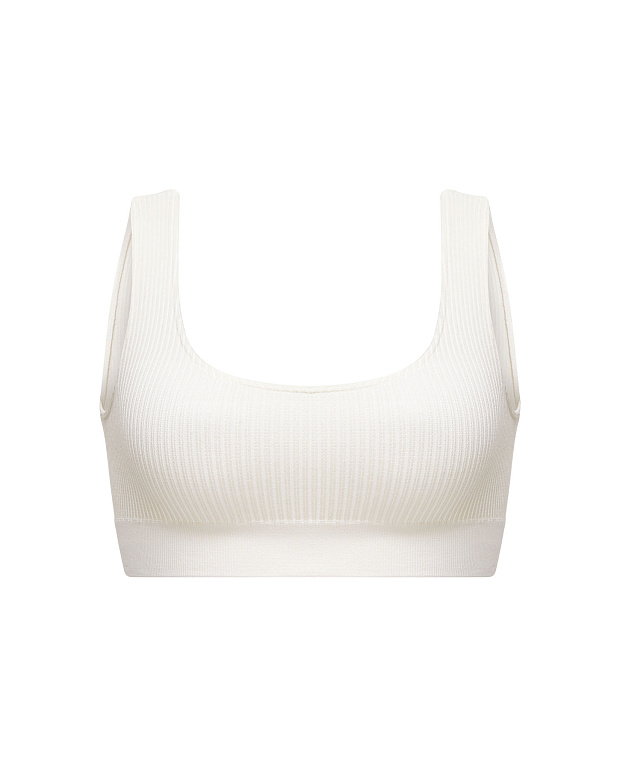 Топ на широких бретелях в рубчик (пломбир)