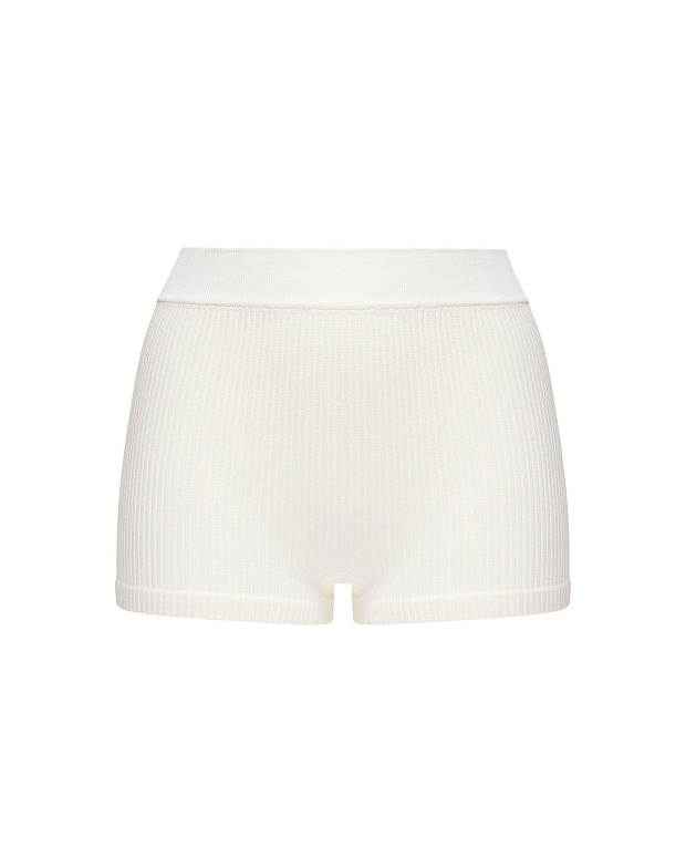 Шорты с высокой посадкой в рубчик (пломбир)