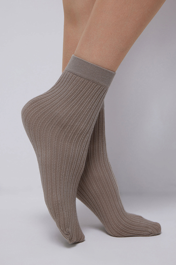 Носки в рубчик хлопковые (серо-бежевый)