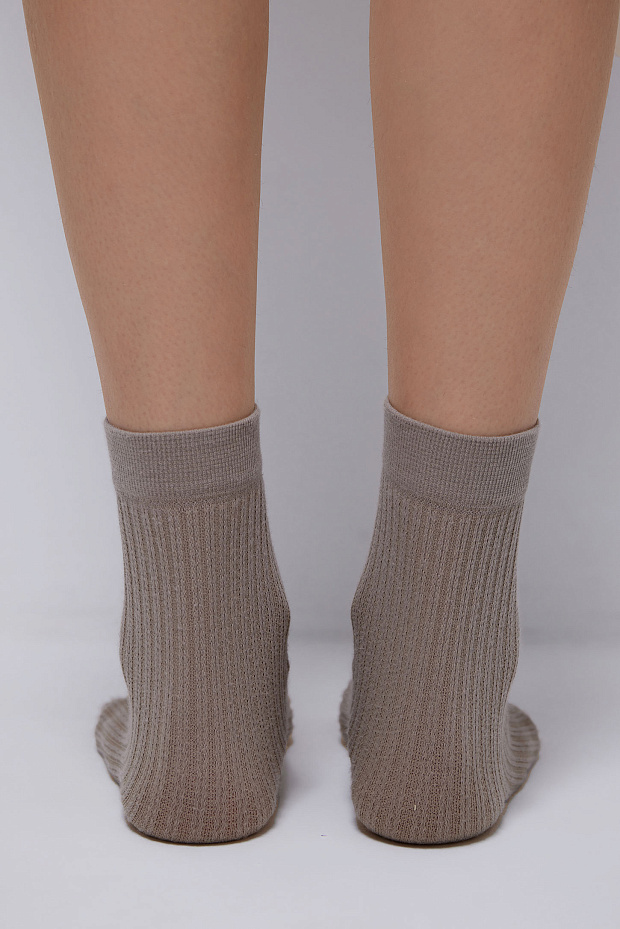 Носки в рубчик хлопковые (серо-бежевый)