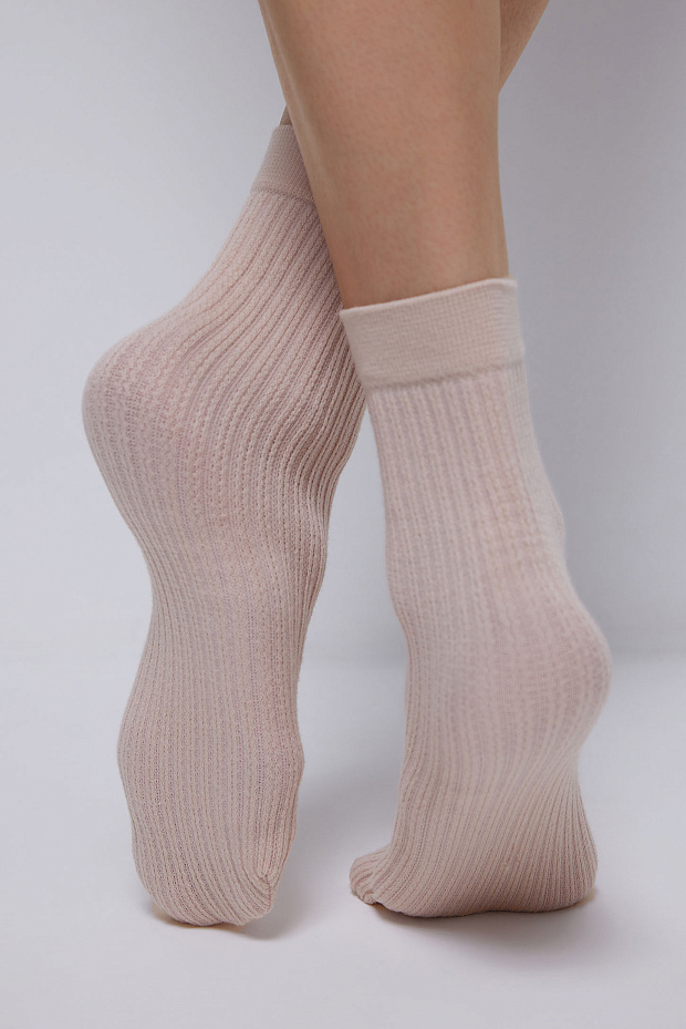 Носки в рубчик хлопковые (розово-бежевый)