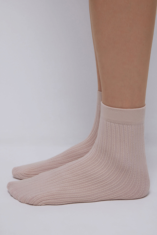 Носки в рубчик хлопковые (розово-бежевый)