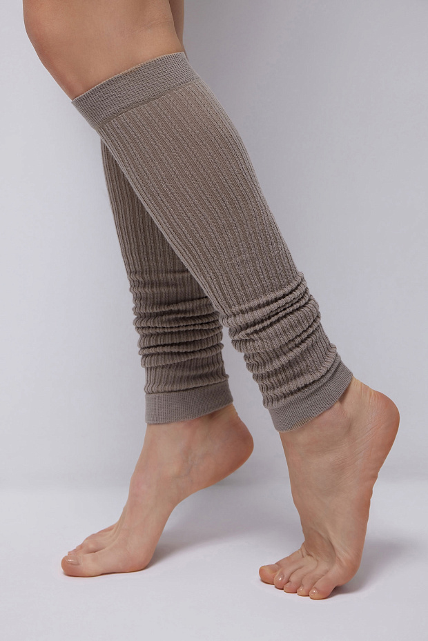 Гетры в рубчик хлопковые (серо-бежевый)