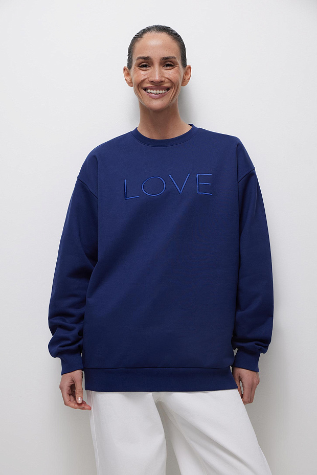Толстовка с вышивкой LOVE (синий)