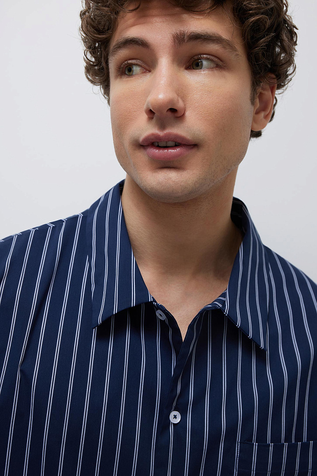 Рубашка домашняя мужская (темно-синий)