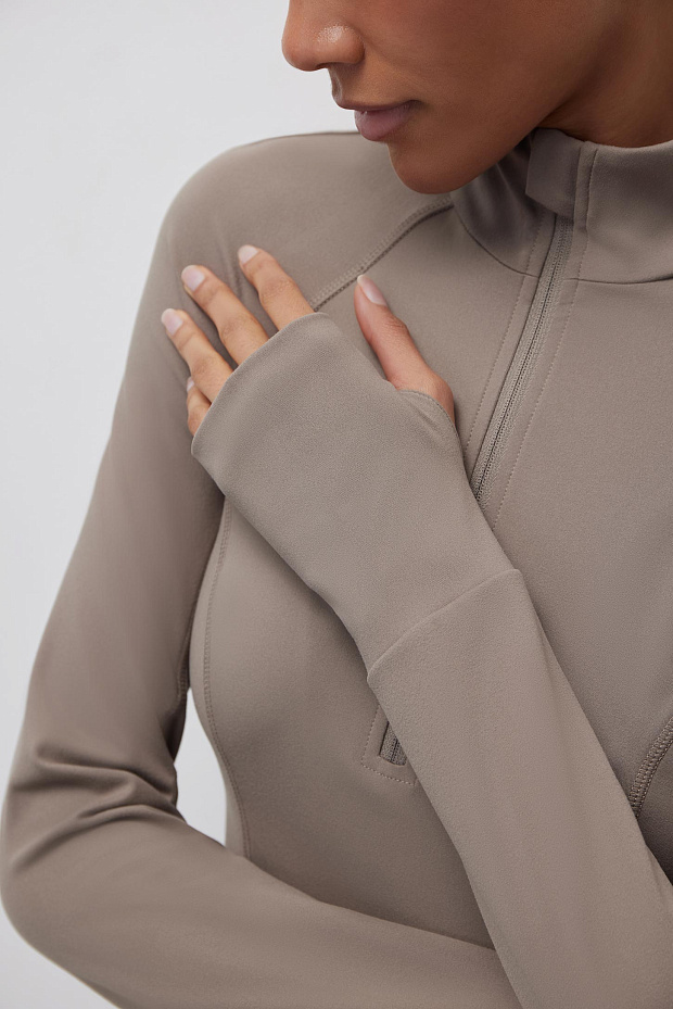 Лонгслив из мягкой микрофибры (серо-бежевый)