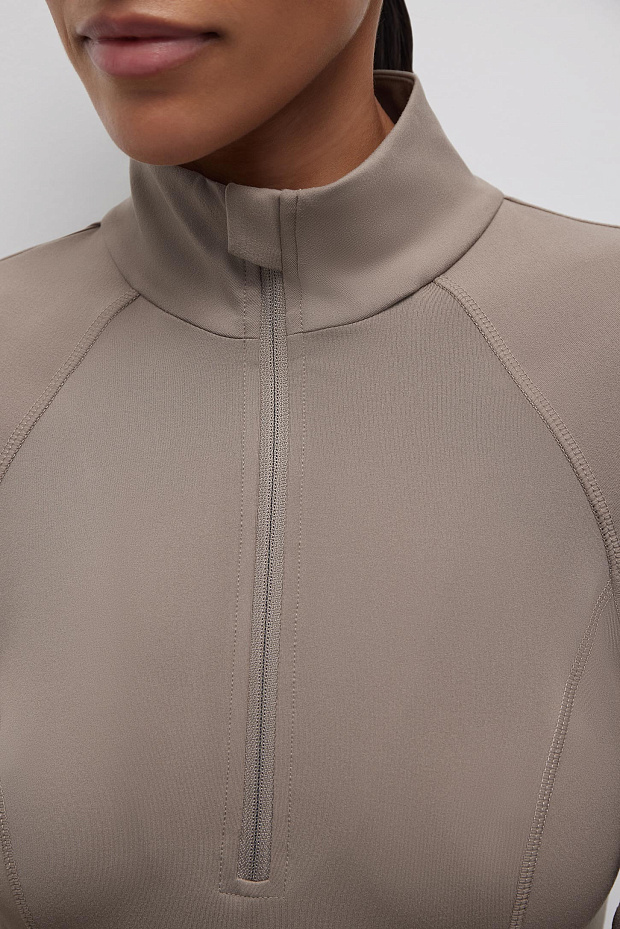 Лонгслив из мягкой микрофибры (серо-бежевый)