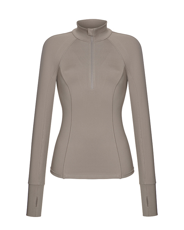 Лонгслив из мягкой микрофибры (серо-бежевый)