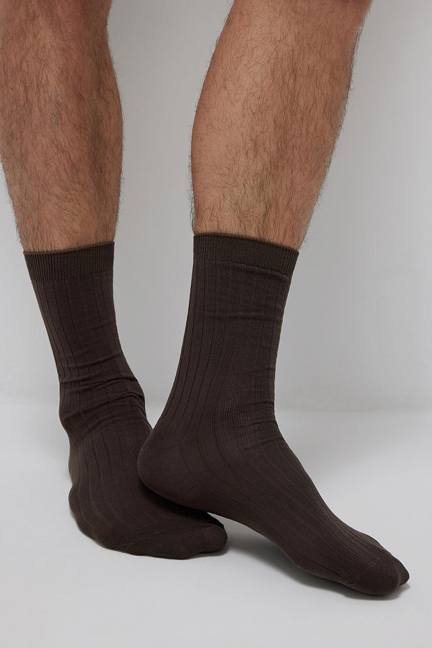 Мужские хлопковые носки средней длины (горький шоколад)