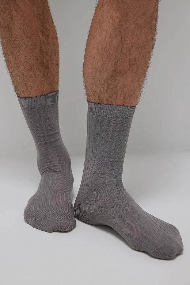 Мужские хлопковые носки средней длины (светло-серый)
