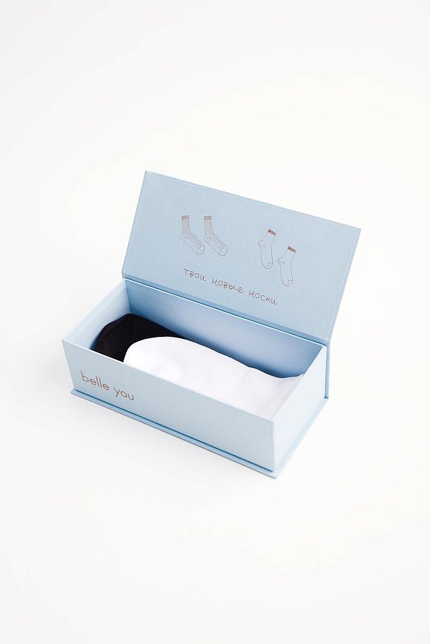 Набор коротких носков из лиоцелла (белый / черный)