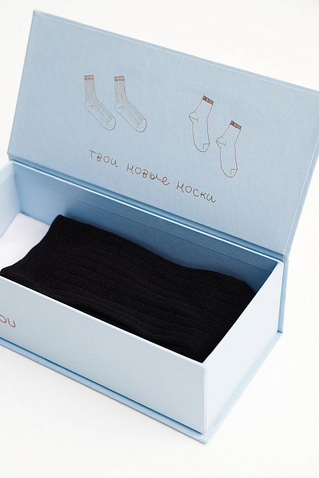 Набор хлопковых носков классической длины (белый / черный)